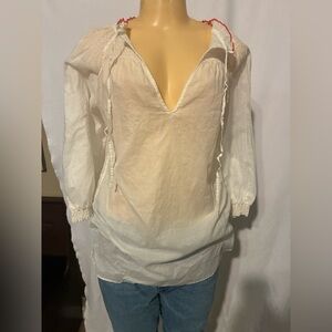 A/X Armani Exchange White Tunic with Coral Accents